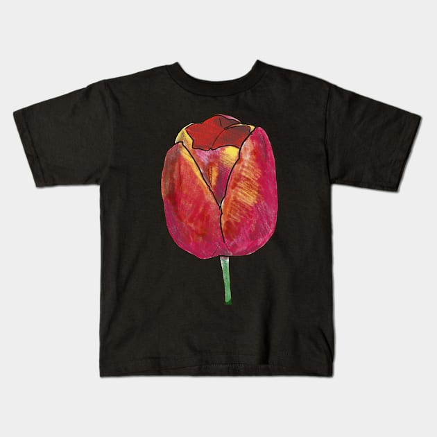 Red Tulip Kids T-Shirt by shehitsback